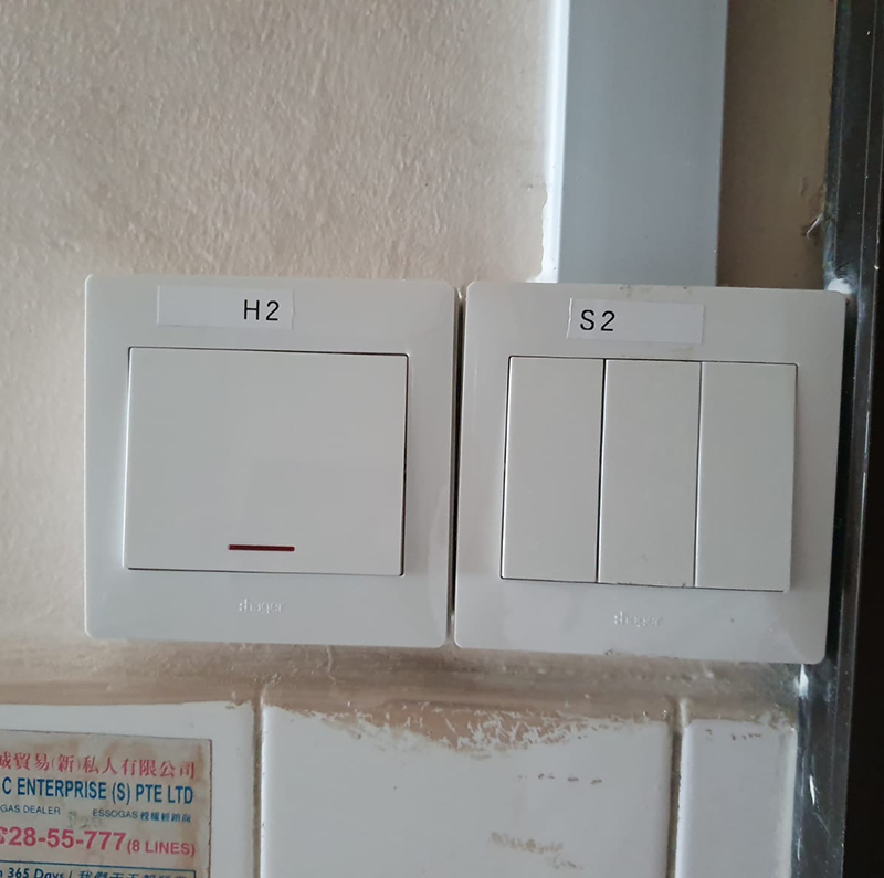 Installation of double power point with safety switch in Singapore home